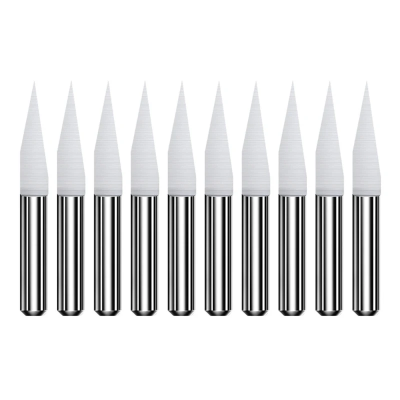 

10pcs Professional Steel Carving Bits Smooth and Precise forRotary Engraving Tool 0.1 Tip 1/8"
