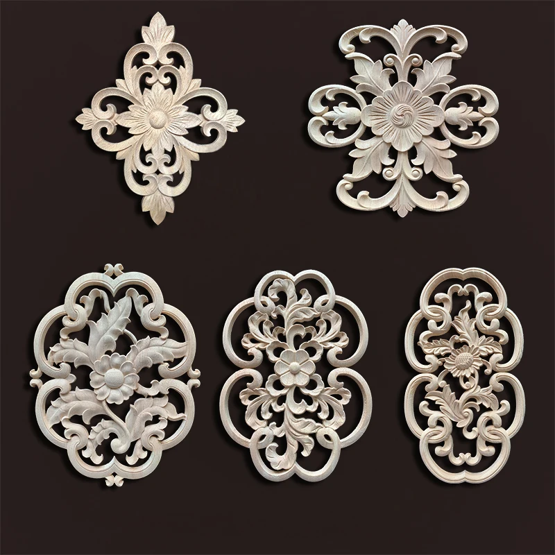 Деревянные аппликации для мебели аксессуары украшения дома деревянные цветы