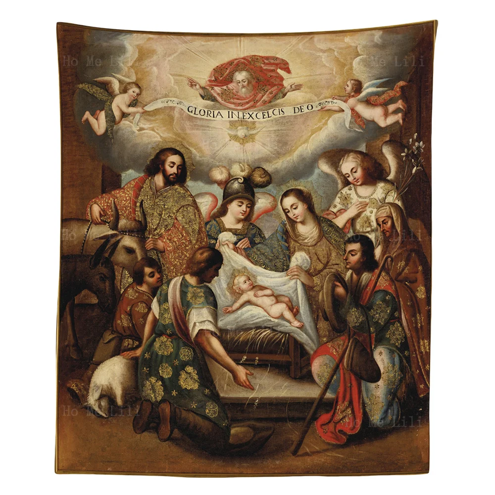 

Adoration Of The Shepherds The Blessed Virgin Mary Assumption Rest Feast Tapestry By Ho Me Lili For Livingroom Decor