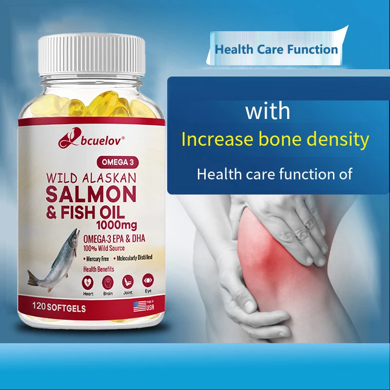 

Bcuelov-Omega-3 Fish Oil Capsules Rich In DHA and EPA Supplement for Brain Joint, Eye and Heart Health