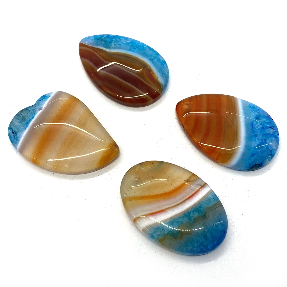 

Natural Stone Striped Agate Charms for Jewelry Making DIY Necklace Earrings Accessories Reiki Gem Water Drop Shape Pendants