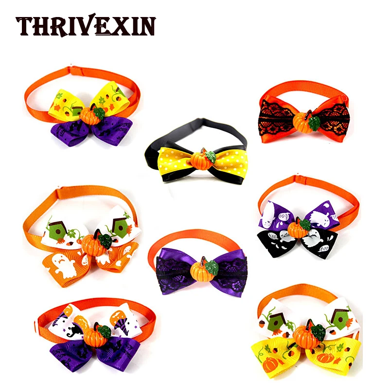 

5Pcs Dog Bow Tie Pumpkin Style Adjustable Puppy Cat Bow Tie Cute Beauty Products Halloween Pet Supplies Pet Accessories