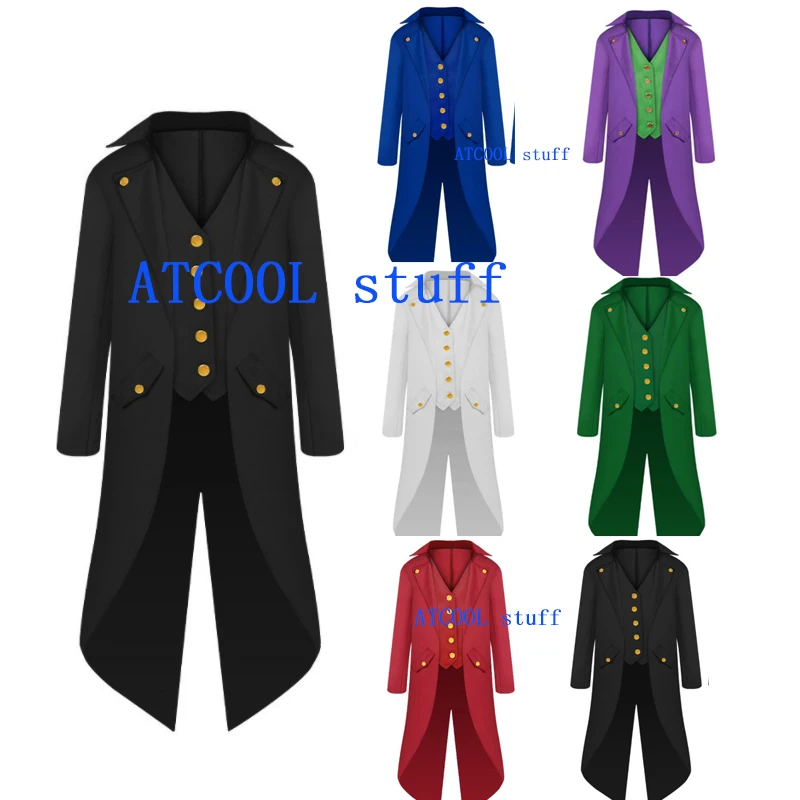 

Renaissance Steampunk Tailcoat Halloween Costumes for Boys Medieval Pirate Vampire Victorian Jacket Frock Coat Kids school play