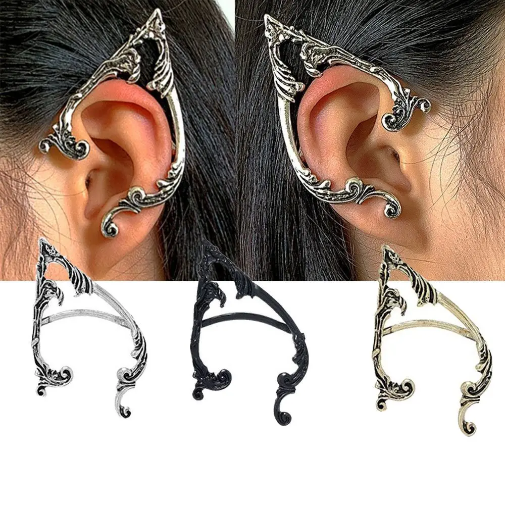 

Personality Pierced Earrings Fashion Design Gothic Elves Ear Cuff Simple Solid Color Alloy Clip Earrings