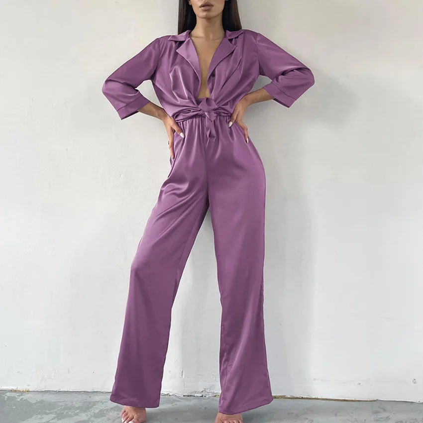 

Early Spring New European And American Fashion Cardigan Tops Trousers Home Service Casual Loose Pajamas Women Pijamas Mujer