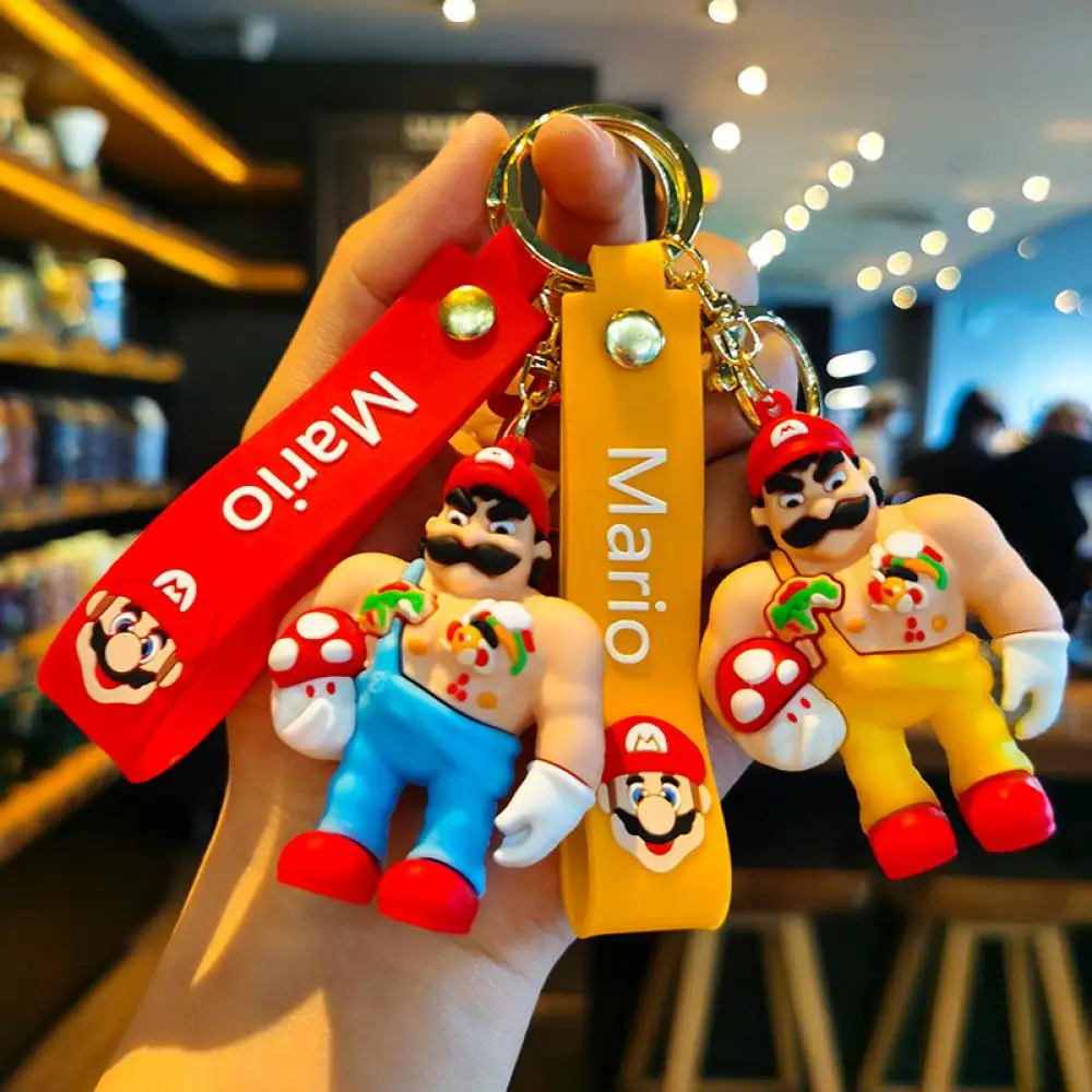

Super Mario Keychain Kawaii Anime Characters Keychain Cute School Bag Pendant Bag Car Keyring Children Toys Halloween Xmas Gift