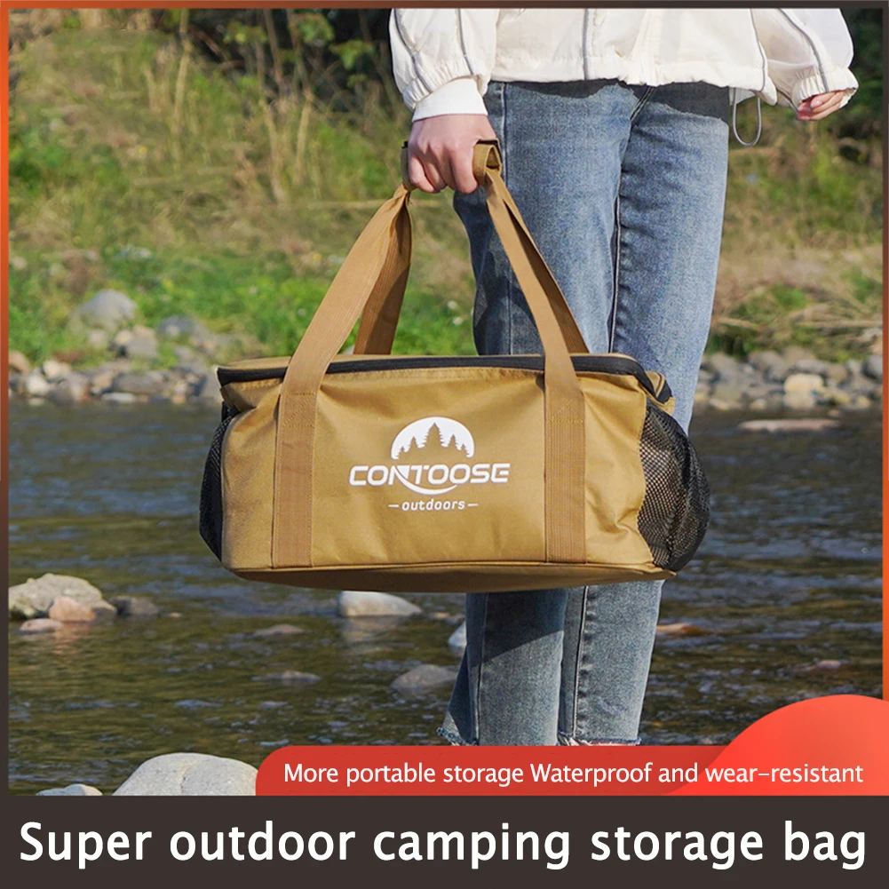 

Camping Equipment Storage Bag Large Capacity Picnic Cookware Utensils Kit Organizer Multiple Pockets Supplies for BBQ Travel