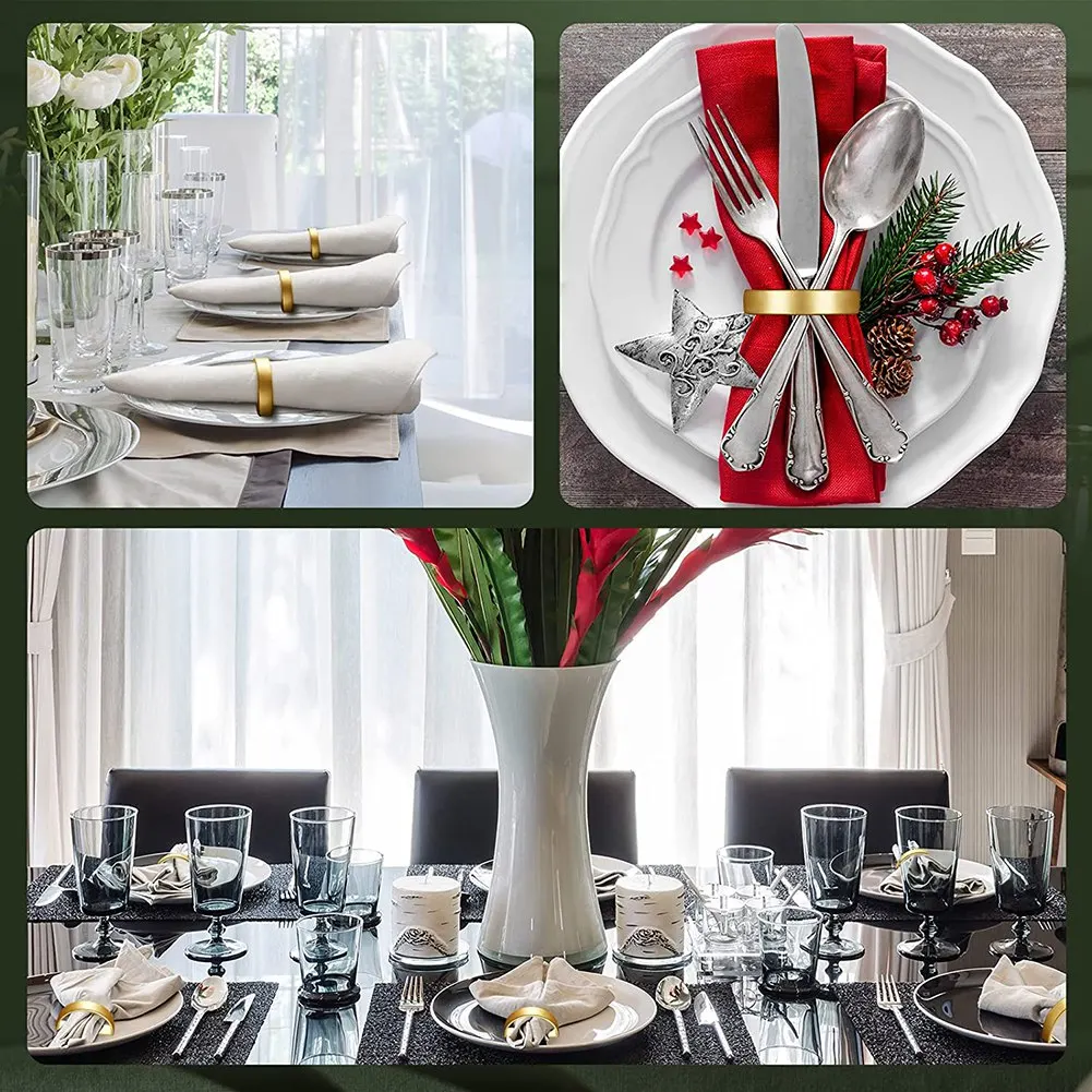 

10 Pieces Gold Napkin Rings Metal Napkin Ring Holders Modern Design Ring Holder Metal Semicircle Serviette Buckles