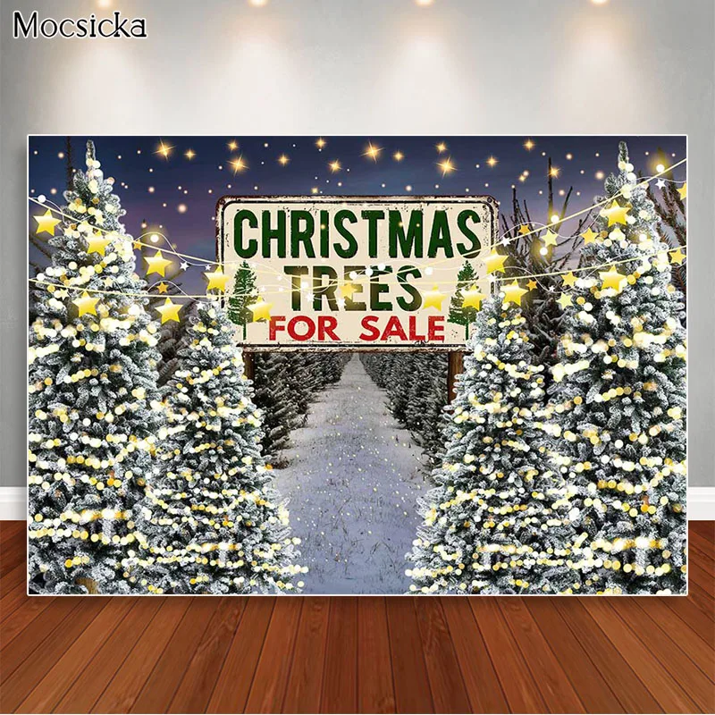 

Christmas Trees Jungle Photography Backdrops Night Bokeh Stars Photo Studio Props Kids Family Portrait Photographic Backgrounds