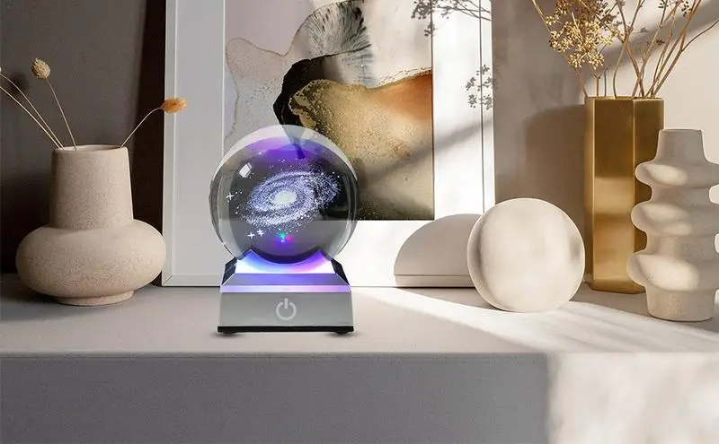 Светодиодный ночник с 3D галактическим хрустальным шариком Настольный
