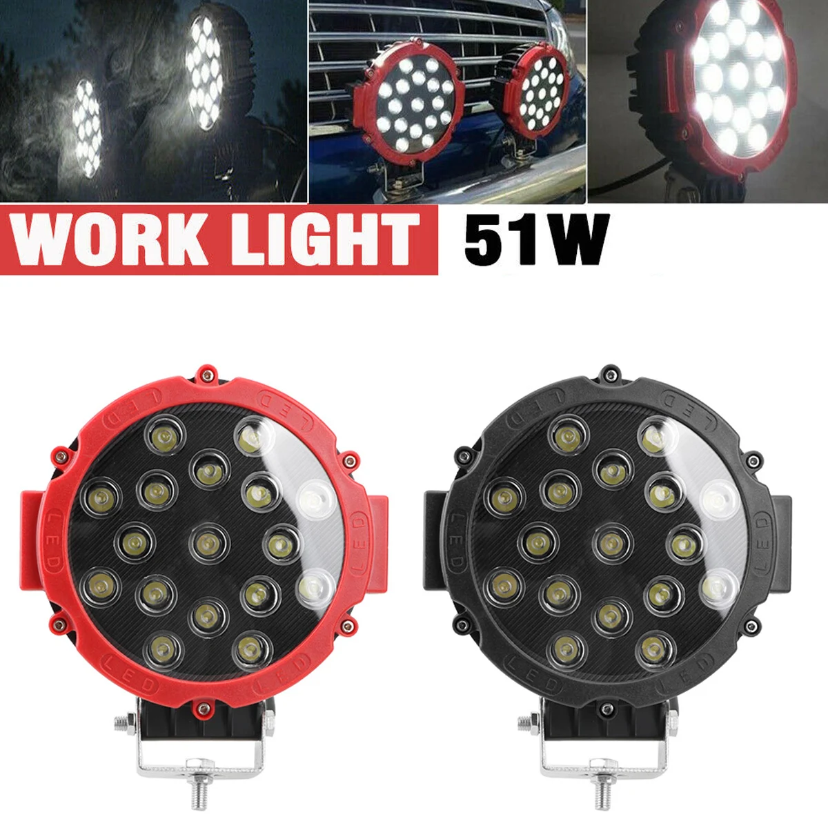 2PCS 7 Inch LED Working Light Round Headlight Fog Driving Lamp Super Bright Floodlights Universal For Truck Tractor 4x4 Off Road