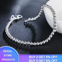 yanhui 100 genuine tibetan silver hollow 4mm round beads charms bracelet 20cm for women gift fashion 925 jewelry sl133