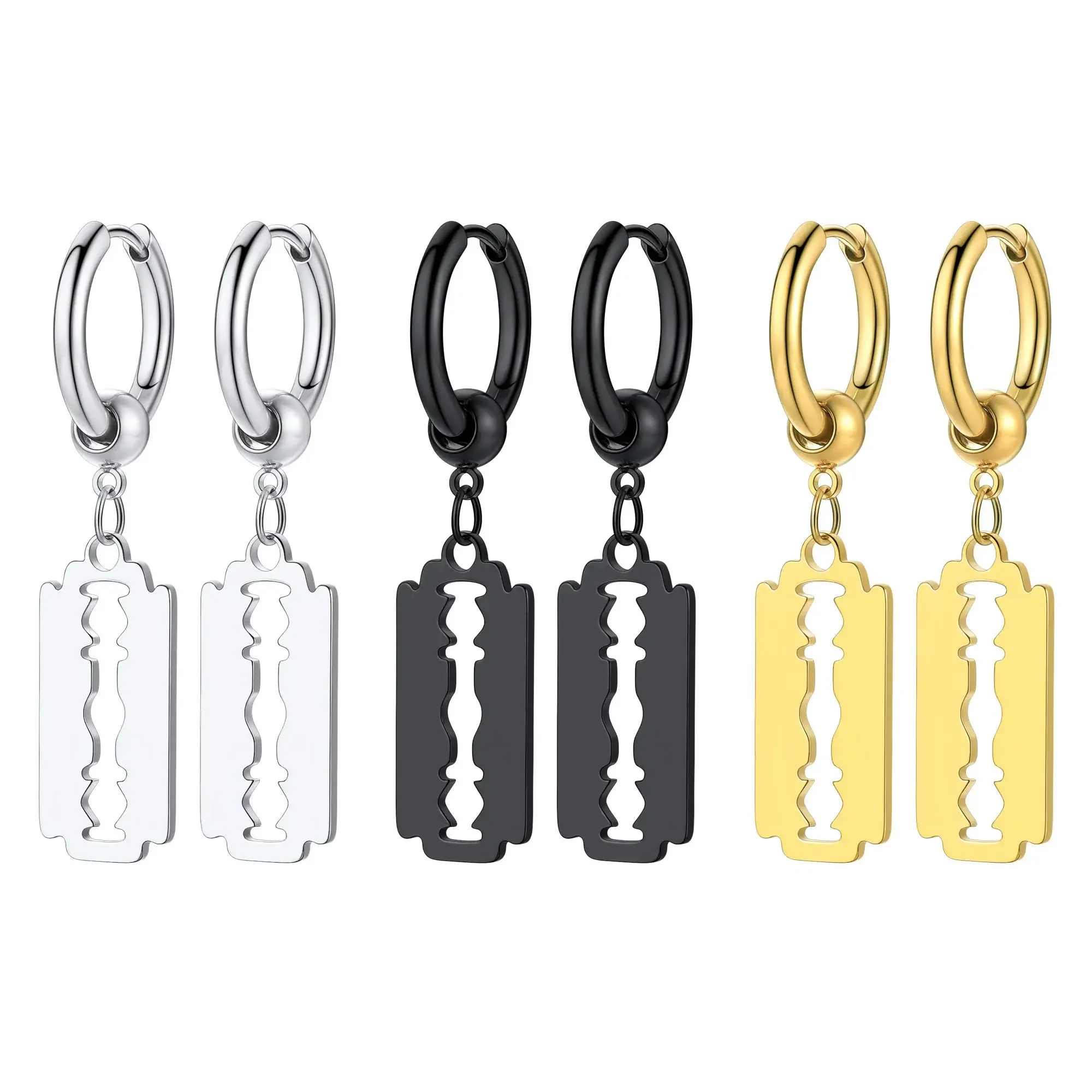 Модные серьги с лезвием из нержавеющей стали винтажные бритвенные полые висячие