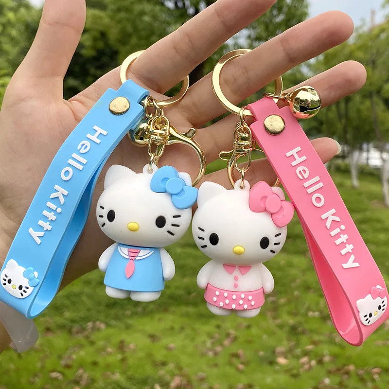 

Hellokitty Cartoon KT Cat Soft Rubber Doll Keychain Ladies Car Key Charm Soft Rubber Couple Jewelry Schoolbag Charm
