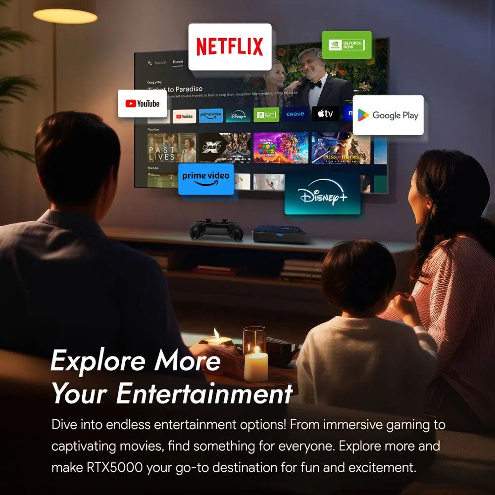 Чип RockTek RTX5000 AndroidTV12 StreamBox поддержка DTS и аудио Dolby Vision Atmos Wi-Fi6 BT5 ATVBox