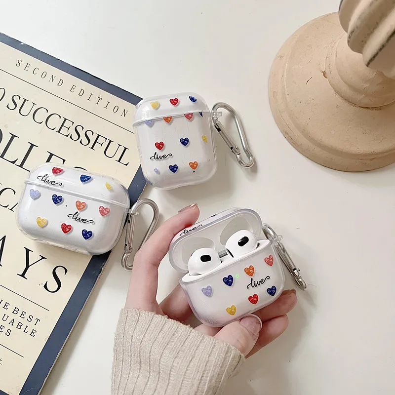 

Прозрачный чехол с милым любовным сердцем для нового 2021 года, мягкий защитный чехол из ТПУ для Airpods 3, чехол для Bluetooth гарнитуры, чехол для ...