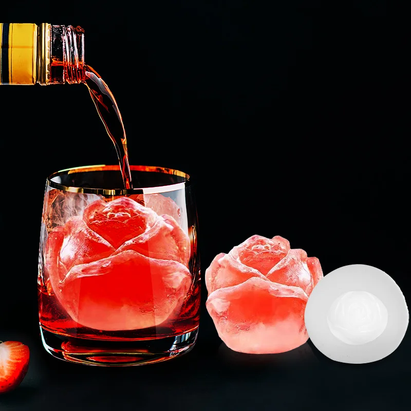 

1pcs Rose Ice Cube Mold DIY Silicone Ice Maker Mould Whiskey Ice Hockey Coffee Juice Decor 3D Rose&Bear Kitchen Ice Maker Tools