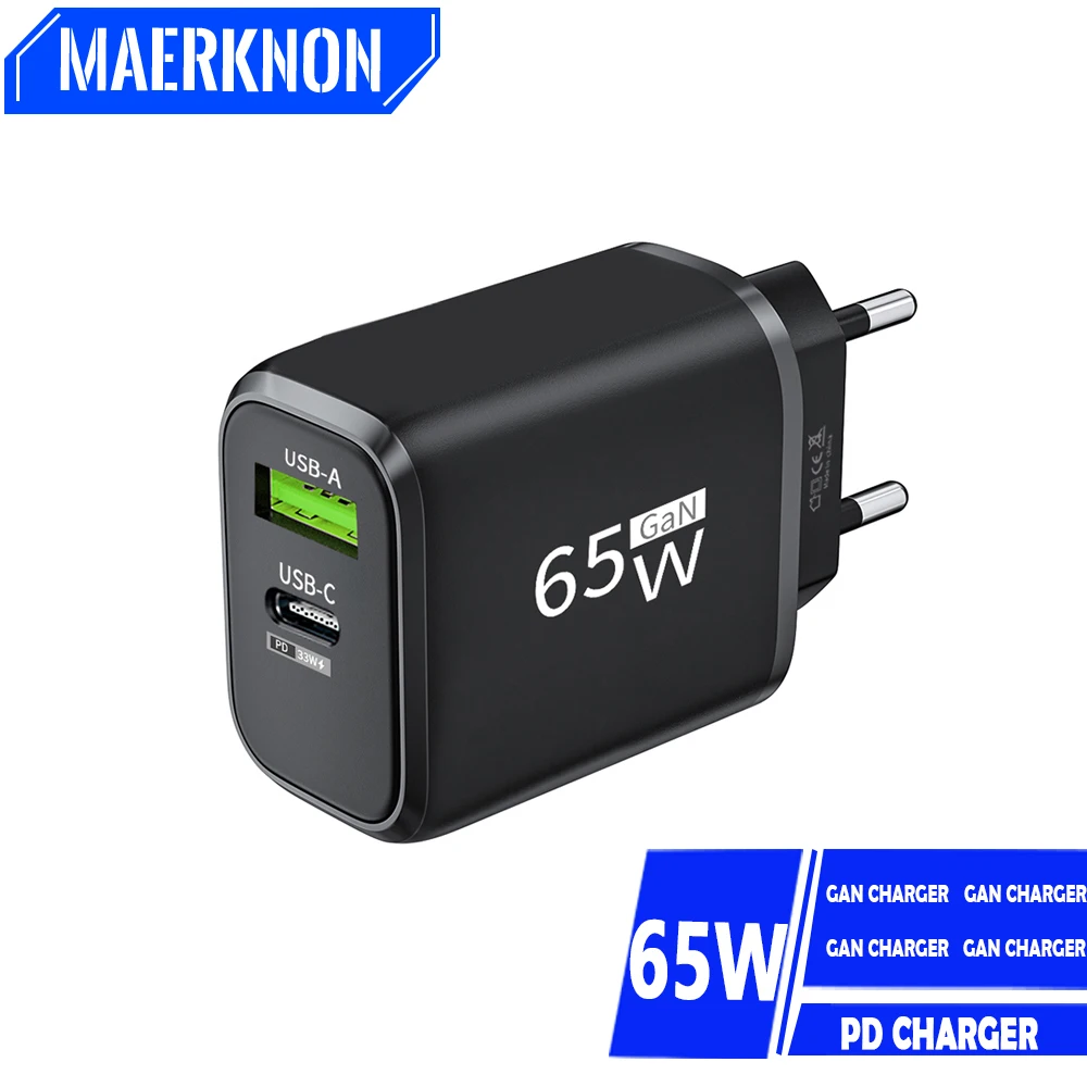 

Mobile Phone Charger 65W GaN Fast Charging Type C Charger For Xiaomi 13 Pro IPhone 12 13 14 Pro Max Samsung QC3.0 Quick Charger