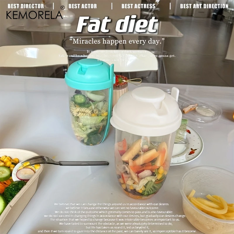 Портативный Контейнер Для Салата 1л Ланч-бокс Bento С Вилкой Герметичная Стеклянная