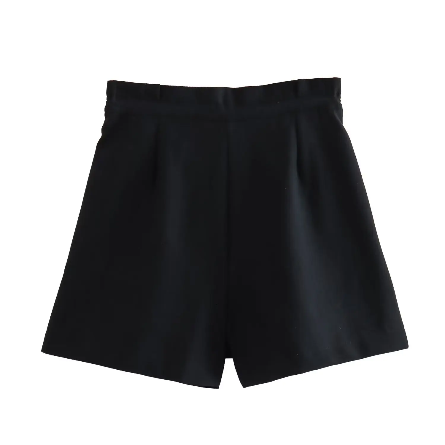 Withered Fashion Casual Commuting High Waist Pleated Solid Color Short Summer Bermuda Women
