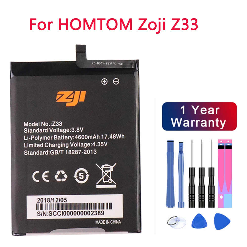 

New High Quality 4600mAh HOMTOM Z33 Battery For HOMTOM zoji Z33 Mobile Phone Rechargeable Battery + Free Tools