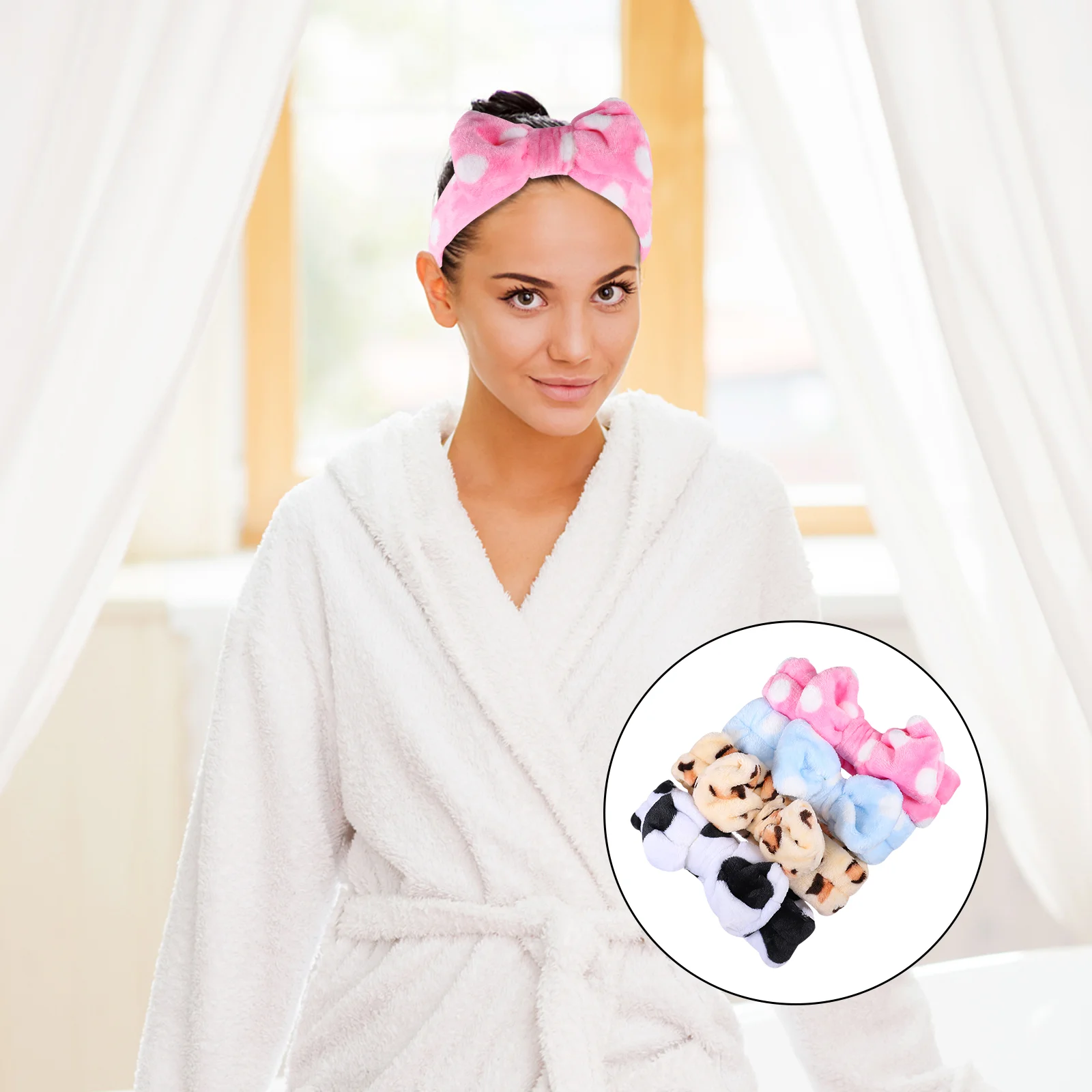 

4 Pcs Elastic Fluffy Headband Hairband Women Female Wrap Accessory Wraps Makeup