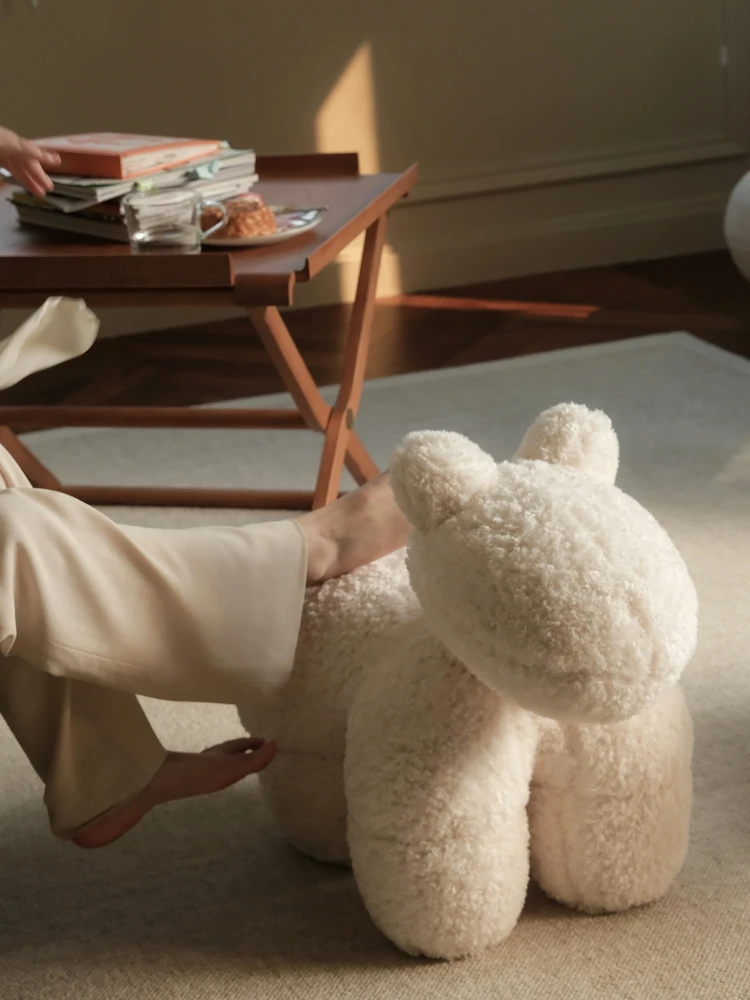 Кремово-белое подставка для ног из искусственной шерсти в рулоне