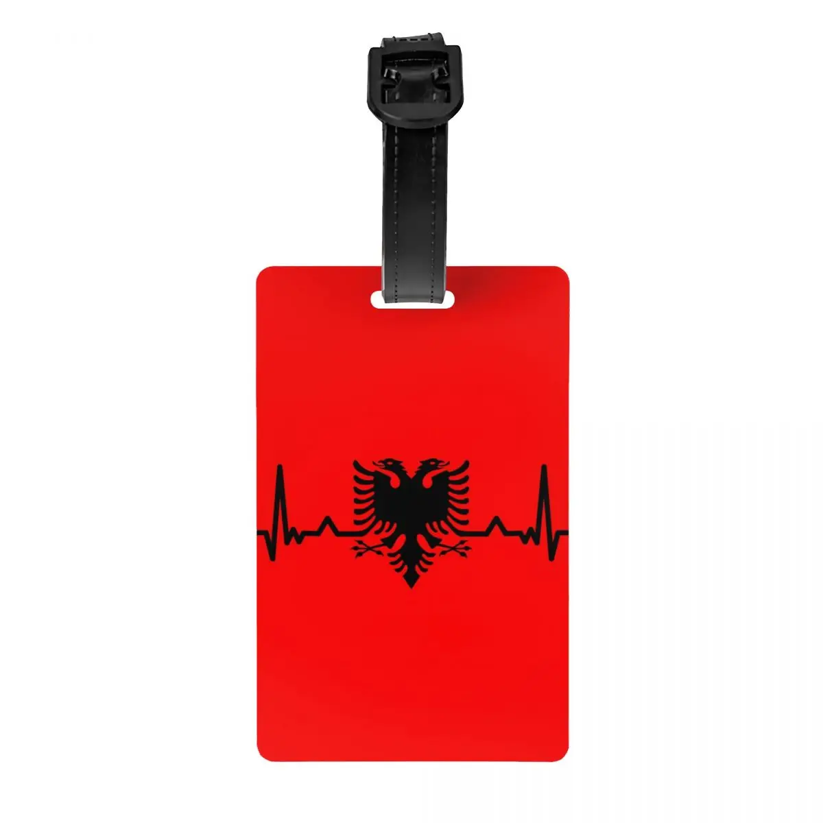 

Heartbeat Albania Flag Luggage Tag Albanian Eagle Shqiponja Suitcase Baggage Privacy Cover ID Label
