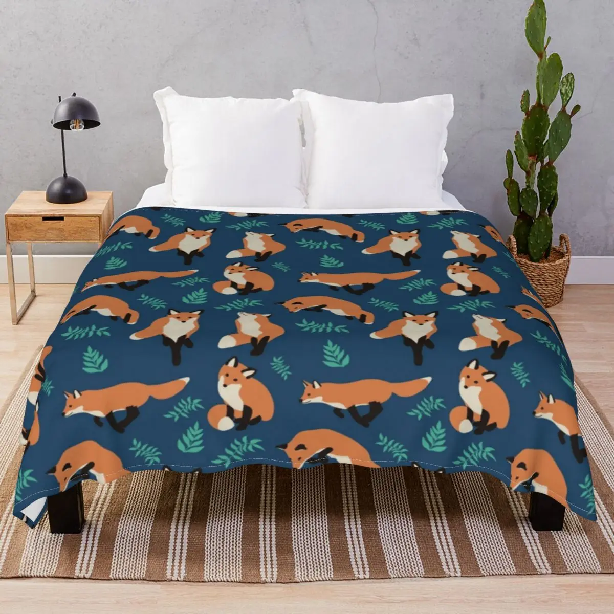 Fox Style Blanket Velvet Textile Decor Fluffy Unisex Throw Blankets for Bedding Sofa Camp Cinema