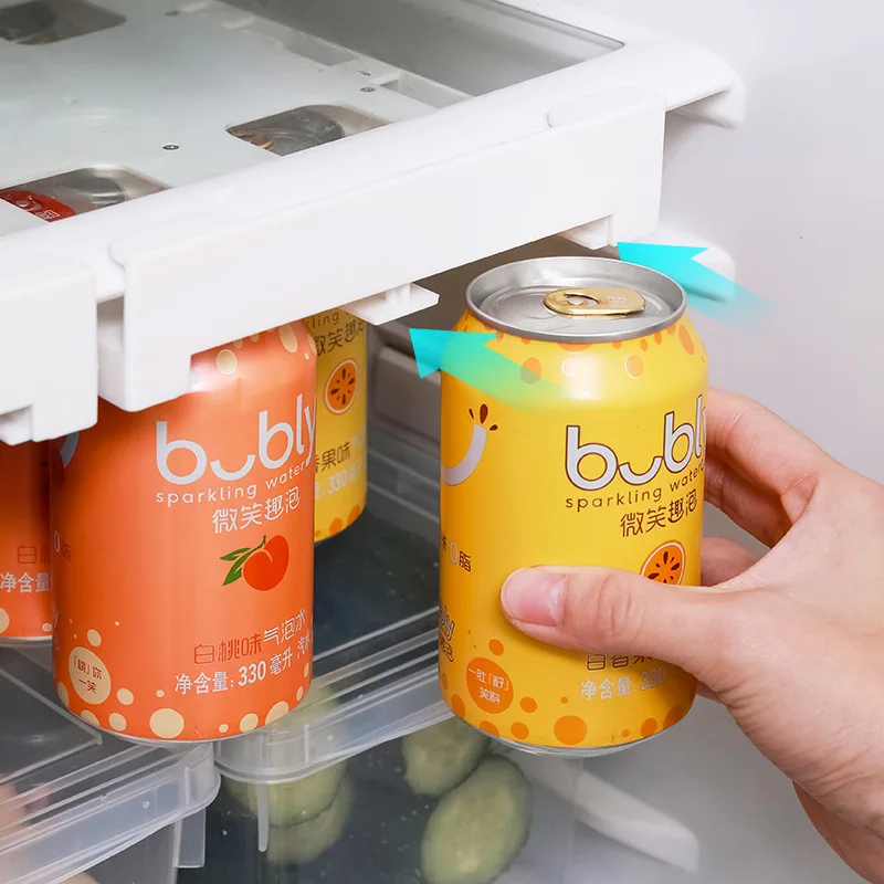 

Hanging Soda Organizer for Refrigerator Space Saving Pull-out Dual-row Can Dispenser for Beer Soda Can Beverage Organizer