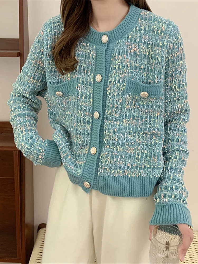 Женский вязаный кардиган с карманами Свободный на пуговицах свитеры в Корейском