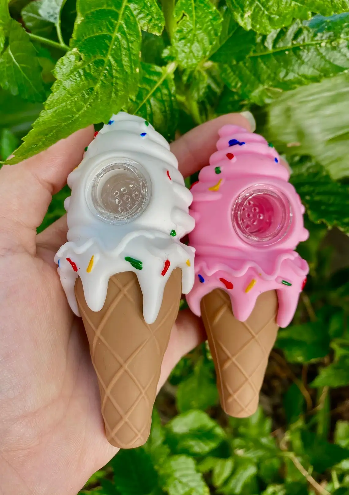 Розовая силиконовая трубка для мороженого со стеклянной чашей | Дом и сад