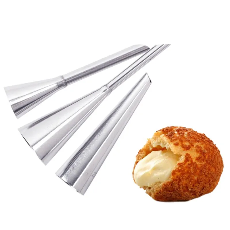

3pcs/set DIY Puff Cream Pastry Piping Nozzles Stainless Steel Puff Pastry Spout Baking Tools