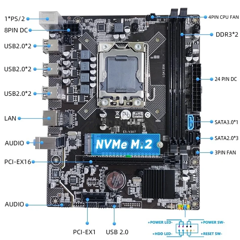 Игровая материнская плата для настольного ПК с процессором E5 2450 LGA1356 2XDDR 3 память