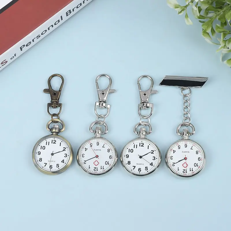 1pcs Retro Bronze Quartz Vintage Pocket Watch Movement Keychain Keyring Round Dial Key Chains Relogio Masculino |