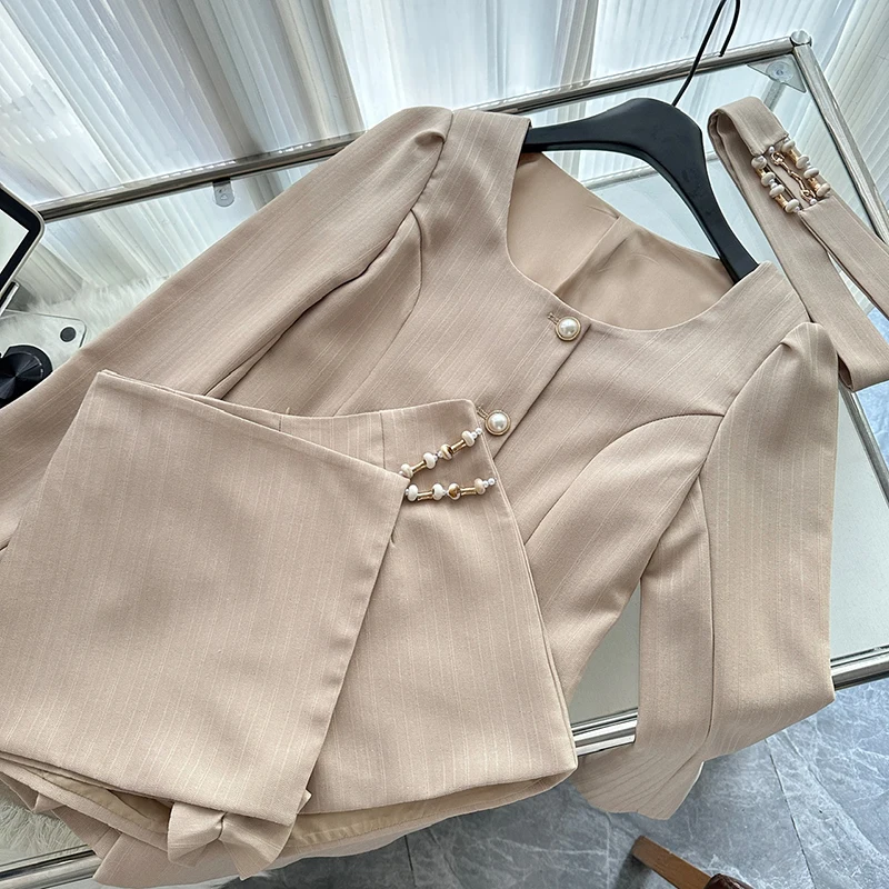 LUZHEN 2024 осенний элегантный дизайн с жемчужными пуговицами тонкий пиджак пальто