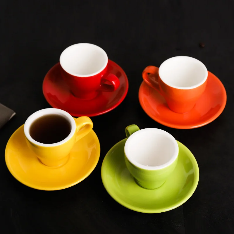 100cc Cheap Ceramics Coffee Tea Cup And Saucer Set Italian Espresso Tasting Drinkware Flat White Americano Latte Cappuccino Mug