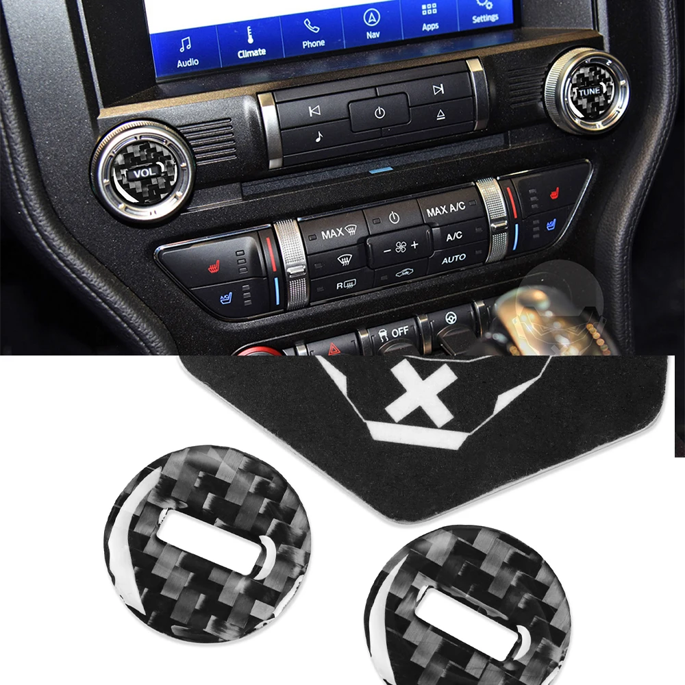 

for Mustang 2015 2016 2017 2018 2019 2020 Multimedia Knob Decoration Cover Trim Sticker Decal Car Interior Accessories