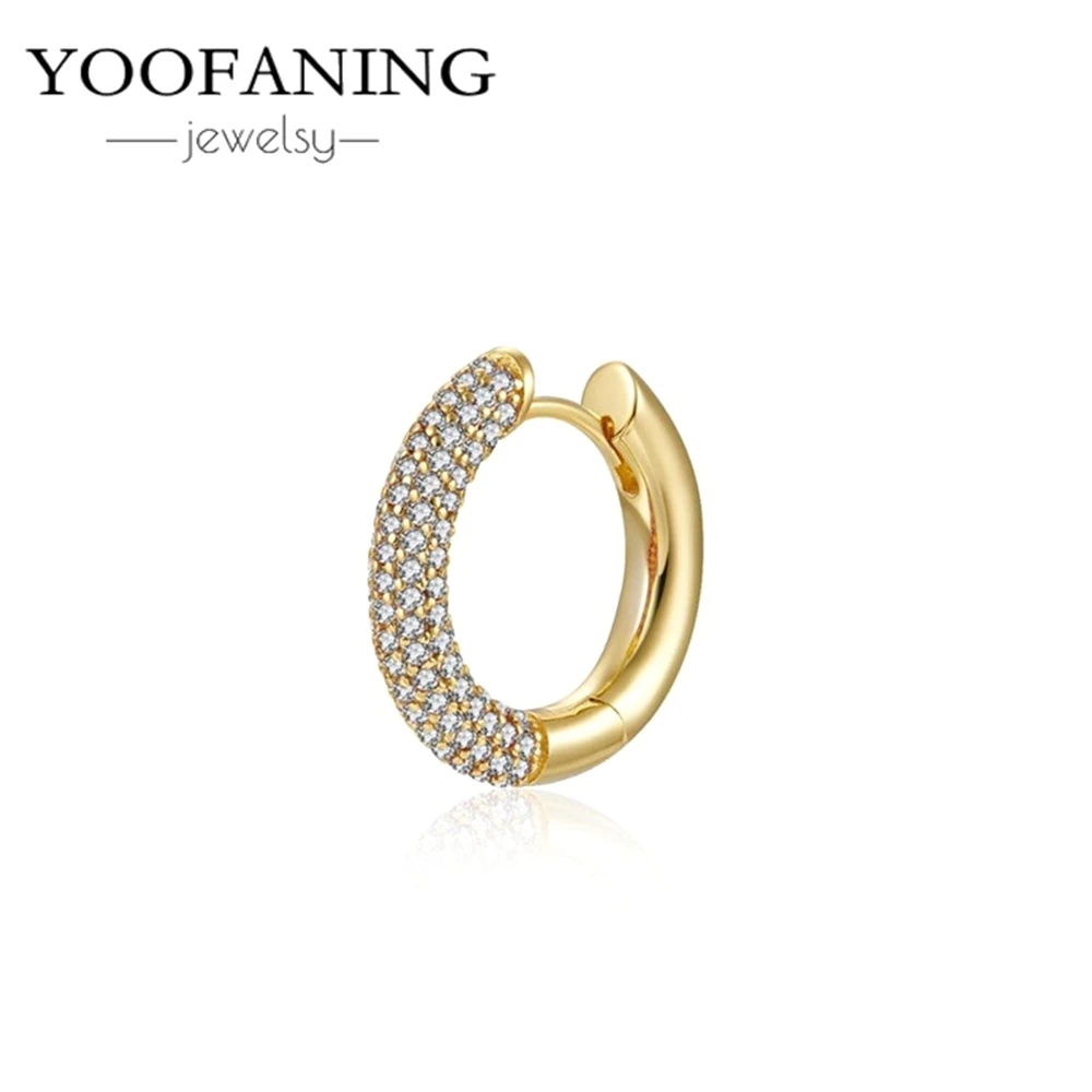 Фото Серьги YOOFANING, 1 шт., из стерлингового серебра 925 пробы, модные золотые серьги с разноцветными цирконами в форме сердца для женщин №2