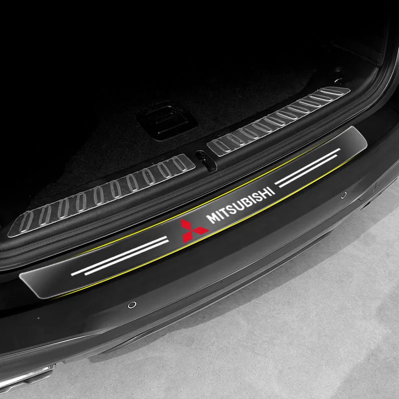 Car Logo Trunk Rear Guard Plate Transparent Anti-Collision Stickers For Mitsubishi Lancer 9 Asx 1200 Pajero Outlander 2010 2011 |