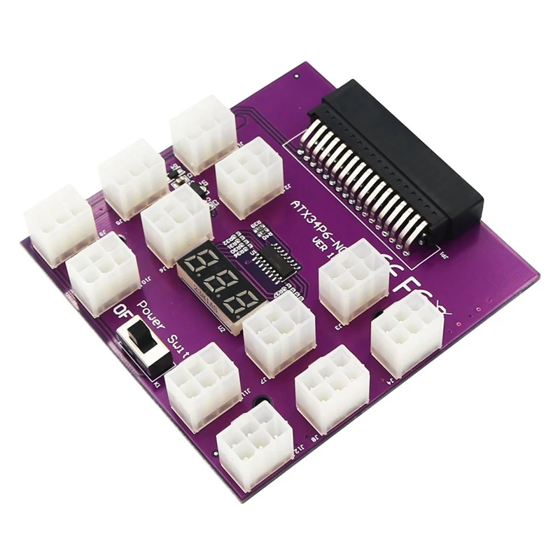 

Upgrade Version Power Supply Breakout Board with 12 PCS ATX 6Pin Power Connector for Emerson 7001484 for ETH/BTC Mining