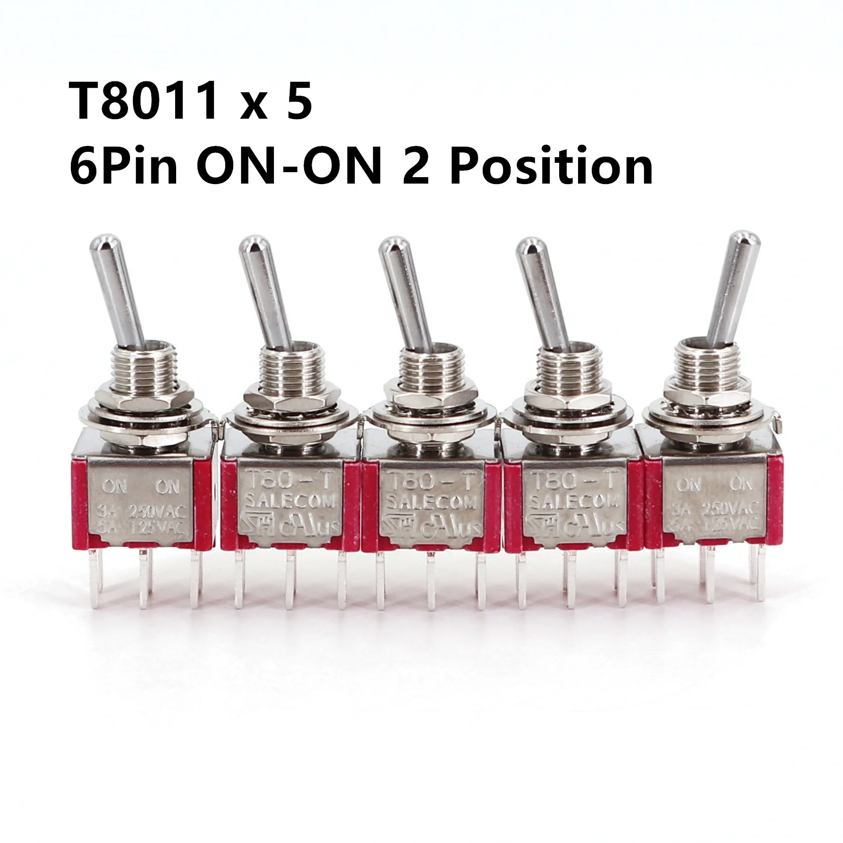 

5 шт. SH T8011/T8012, стандартная ручка, версия печатной платы, 6-контактный мини-тумблер ВКЛ-ВКЛ/ВКЛ-ВЫКЛ с фиксацией DPDT 6,35 мм