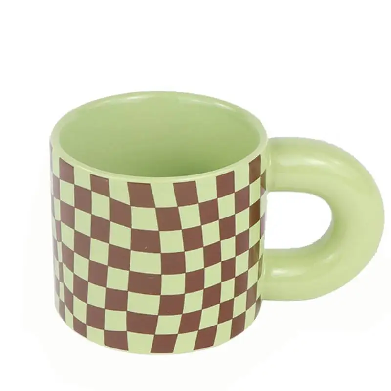 

Creative Checkerboard Chubby Ceramics Mugs coffee mug Milk Tea office Cups Drinkware the Best birthday Gift for friends