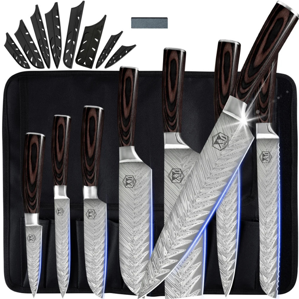 

Professional Chef Knife Set Kitchen Kit Stainless Steel Japanese Santoku Nakiri Slicing Bread Utility Paring Knives Tools Gift