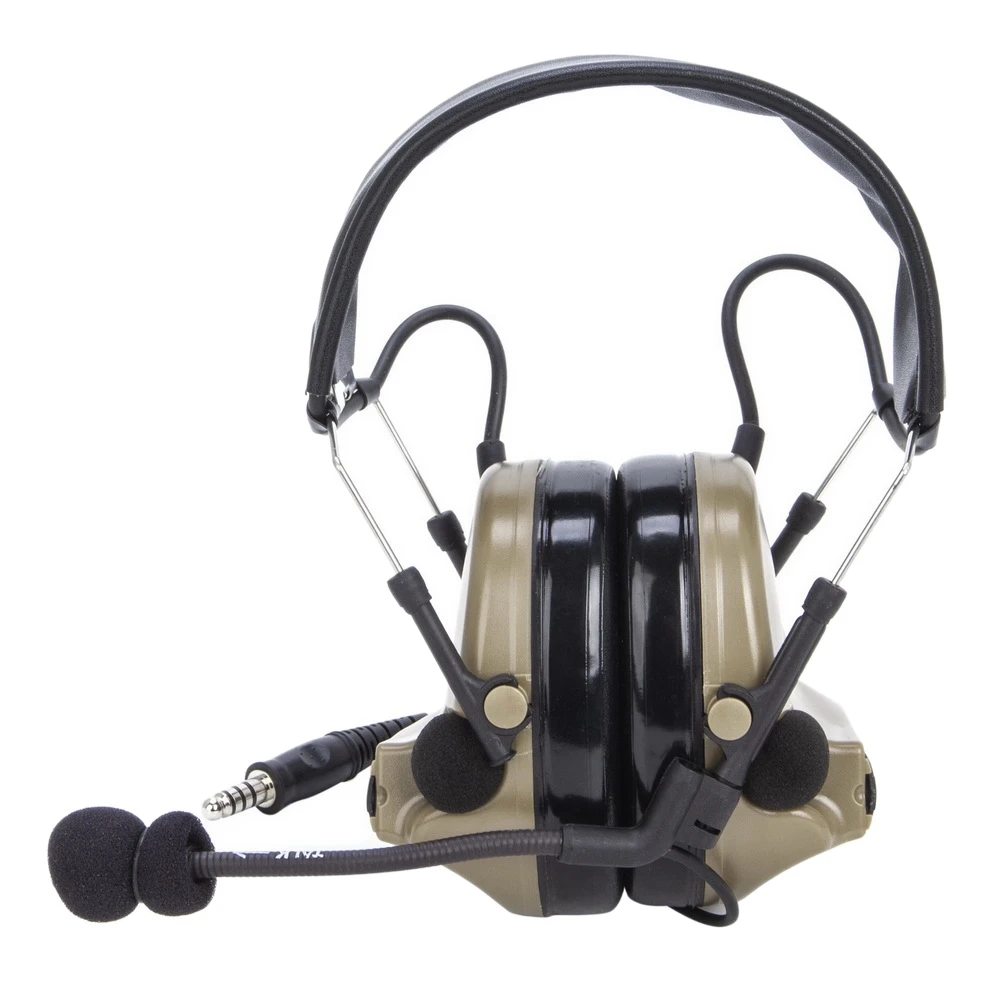 

U94 Headphones 3.5mm Silicone Earmuffs Outdoor Hunting Sports Noise Cancelling Walkie Talkie Headphones Brown