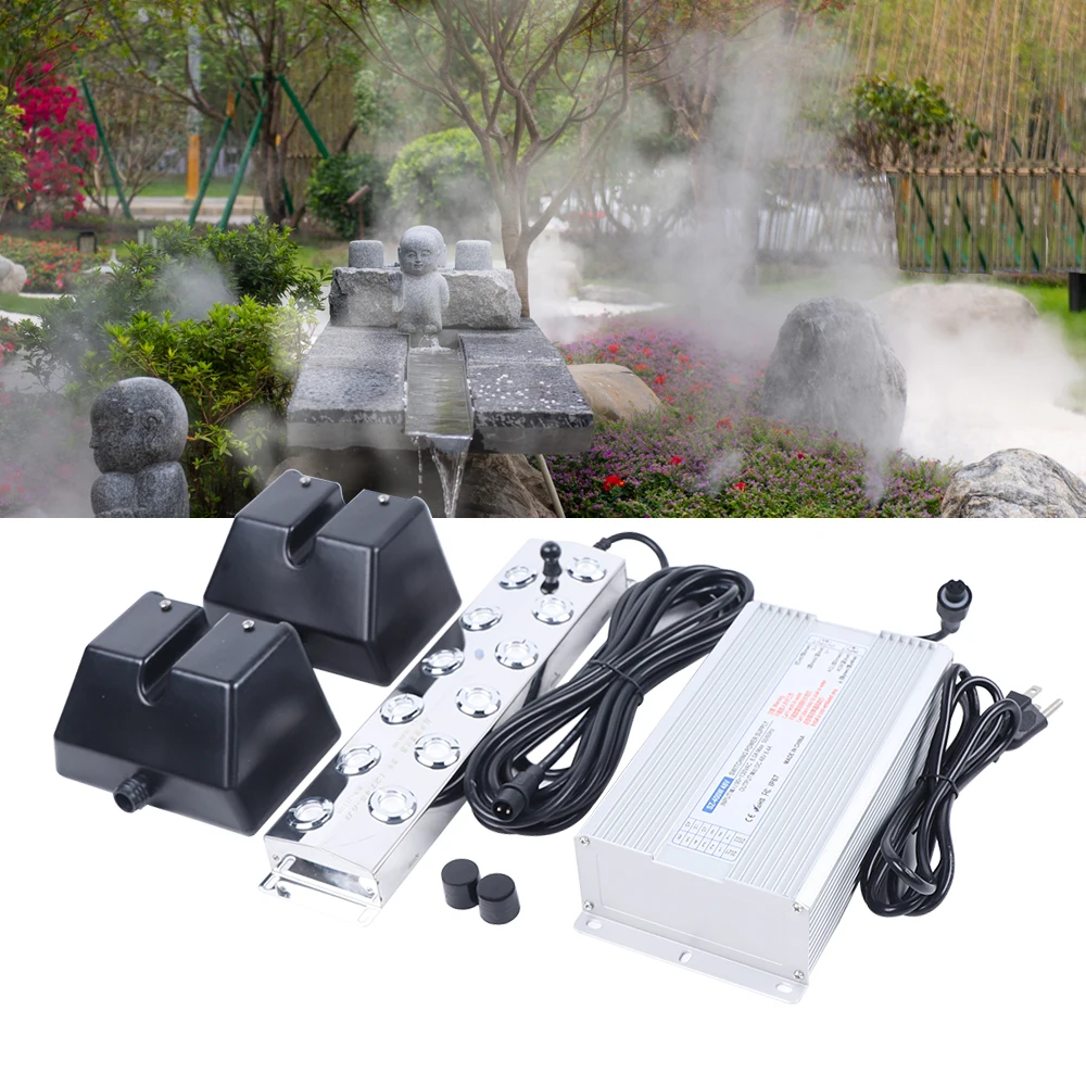 

12 Heads Ultrasonic Mist Maker Humidifier Pond Fogger Mist Humidifier w/ 2 Buoys