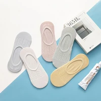 5 pairs women silicone non slip invisible socks summer solid color ankle boat socks soft mesh breathable casual no show socks