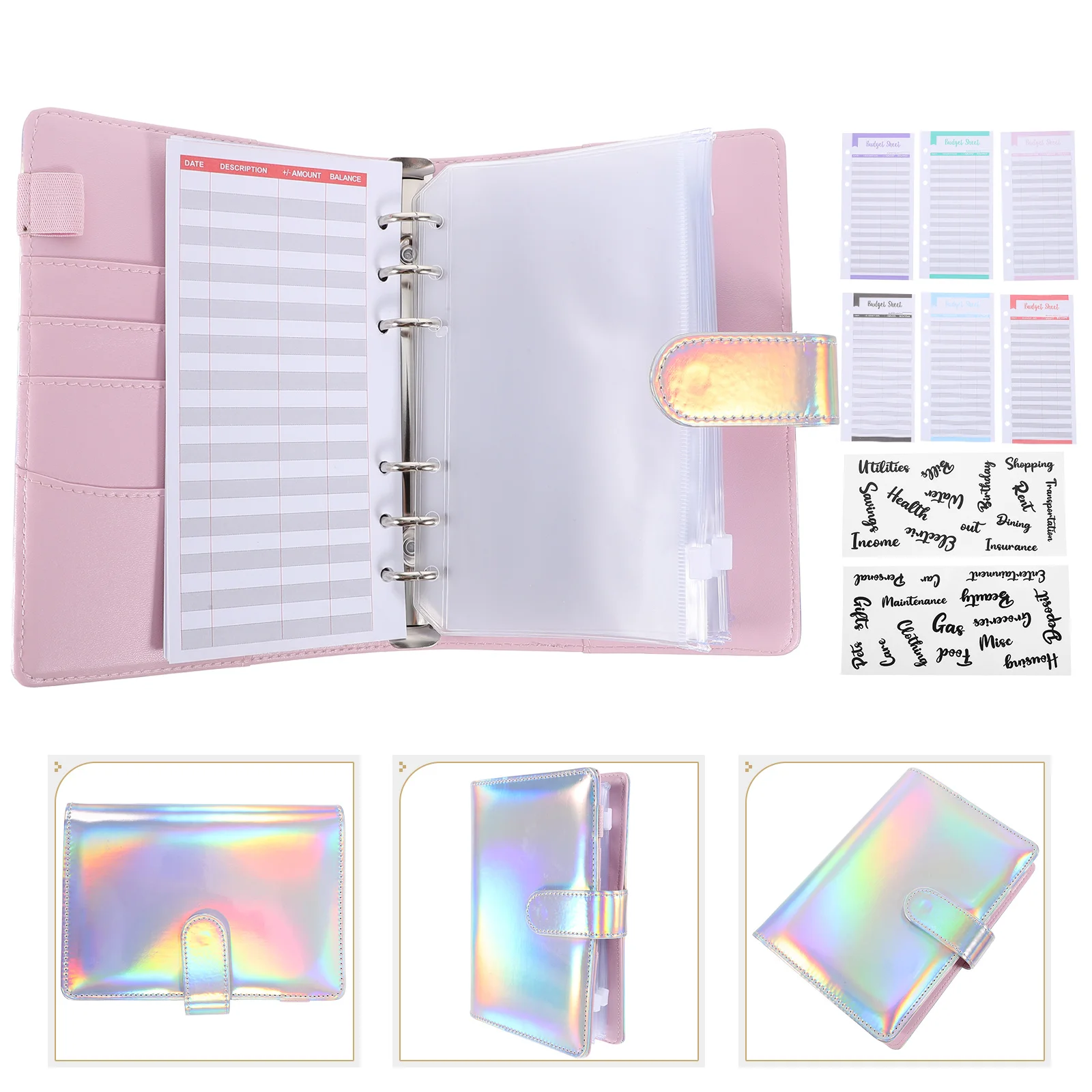

1 Set Budget Binder with Zipper Envelopes Money Organizer for Office Home( )