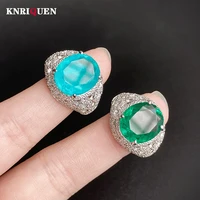 charms 100 925 sterling silver 1214mm emerald paraiba tourmaline gemstone rings for women wedding band party fine jewelry gift