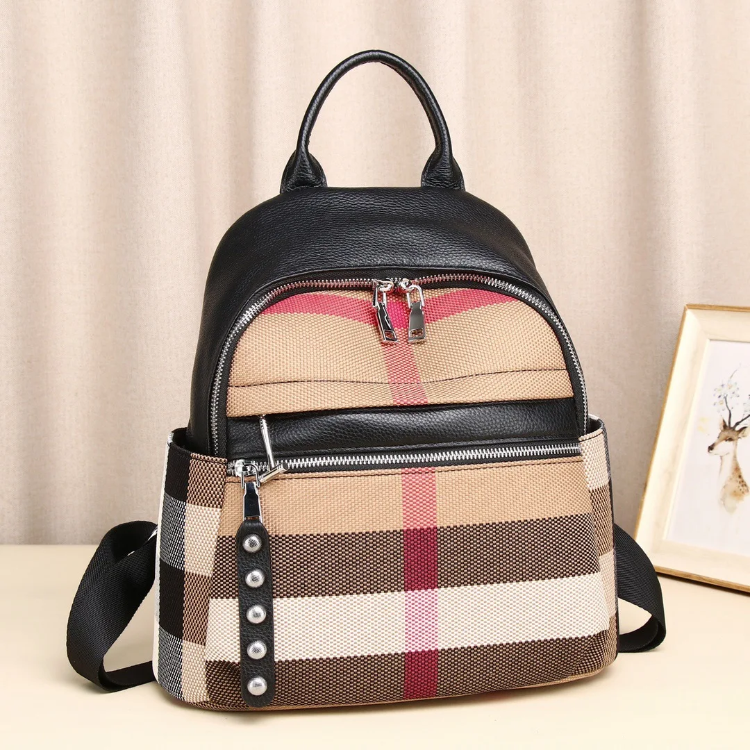 

Genuine Leather Backpack Fashion Women High Quality Women's Commuting Simplicity Bag Casual Female Canvas Daily travel Backpacks
